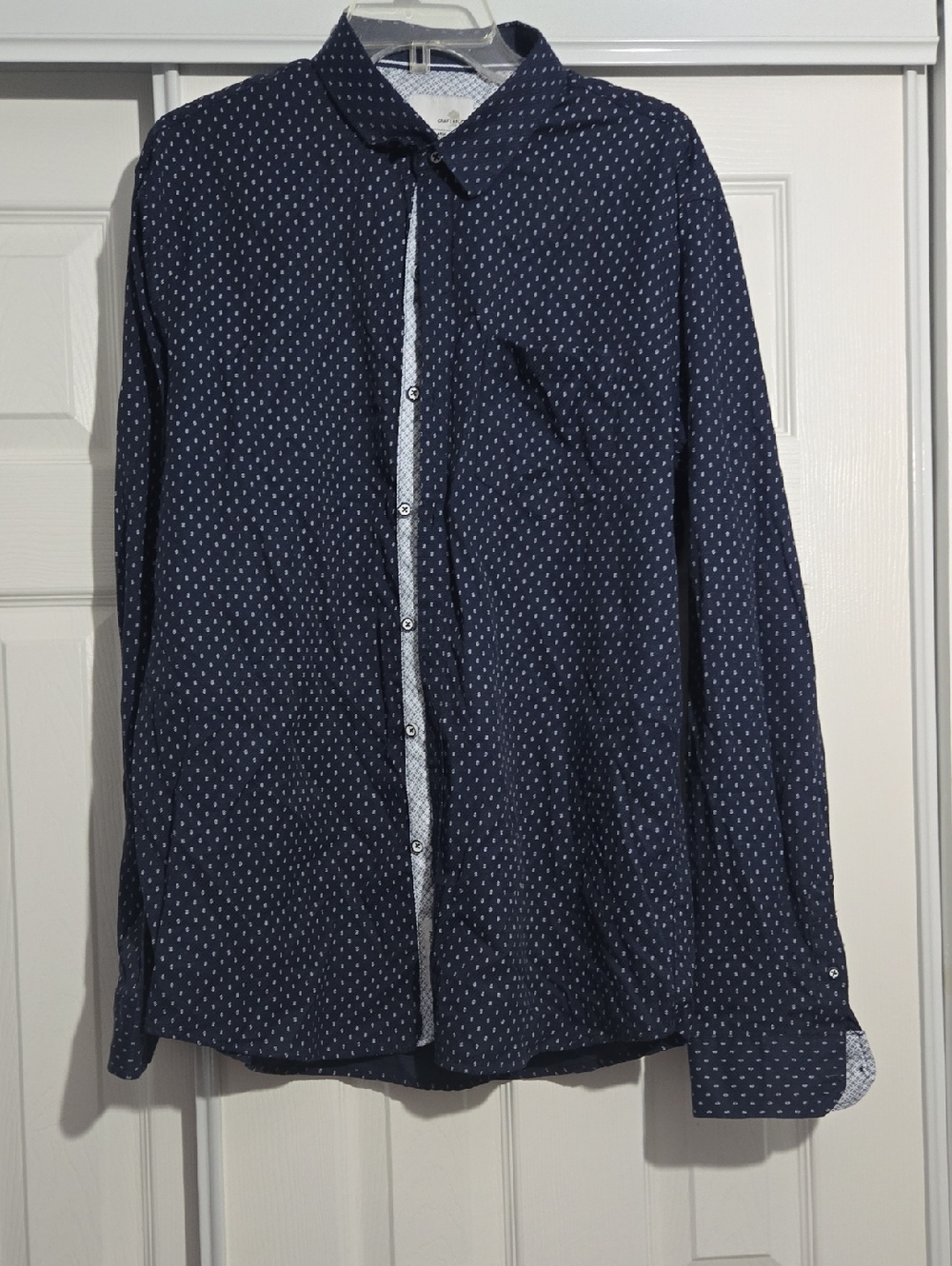croft & barrow Navy Micro-Dot Button-Up Shirt